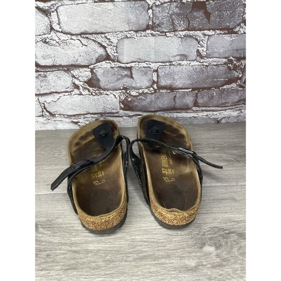 Birkenstock Gizeh Black Leather Thong Cork Strap Sandals Women Sz 37EU/6.5M US - Picture 5 of 16